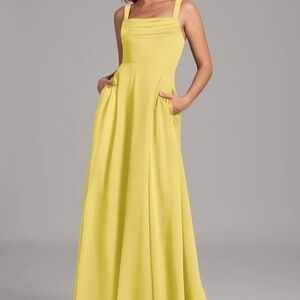 Azazie Canary Yellow Shaude chiffon dress